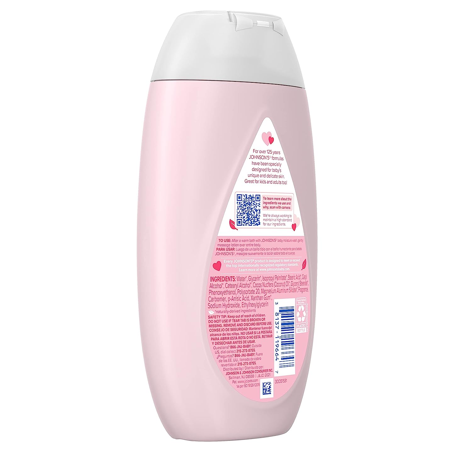 Johnson's Moisturizing Mild Pink Baby Lotion with Coconut Oil for Delicate Baby Skin, Paraben-, Phthalate- & Dye-Free, Hypoallergenic & Dermatologist-Tested, Baby Skin Care, 27.1 Fl. Oz - Image 7